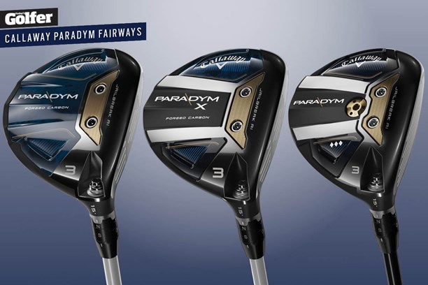 Callaway Paradym, Paradym X, and Paradym Triple Diamond fairway woods.