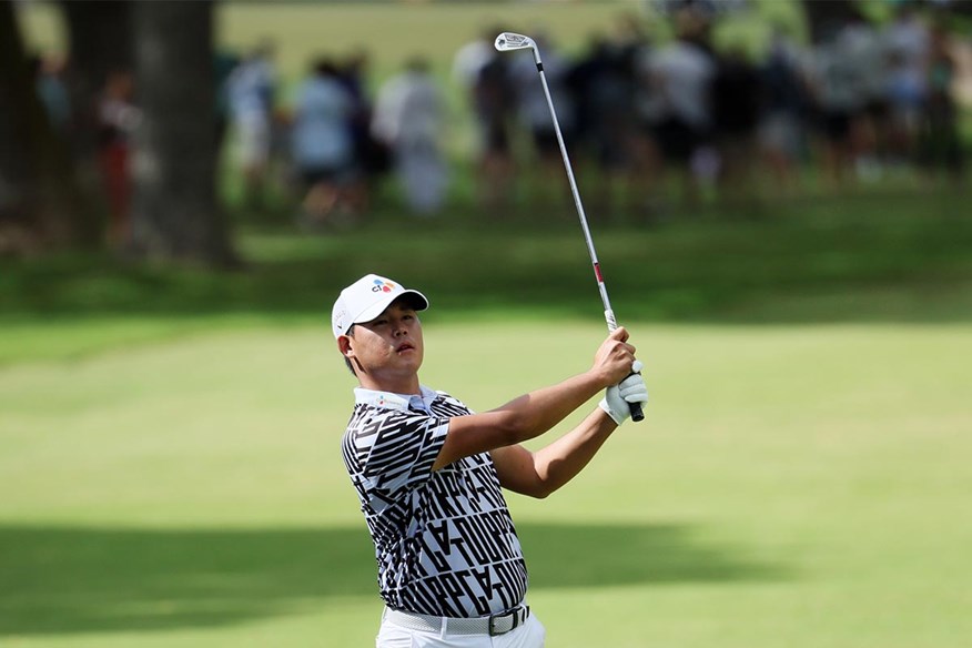 Si Woo Kim hitting Callaway X Forged CB irons at the Sony Open in Hawaii.