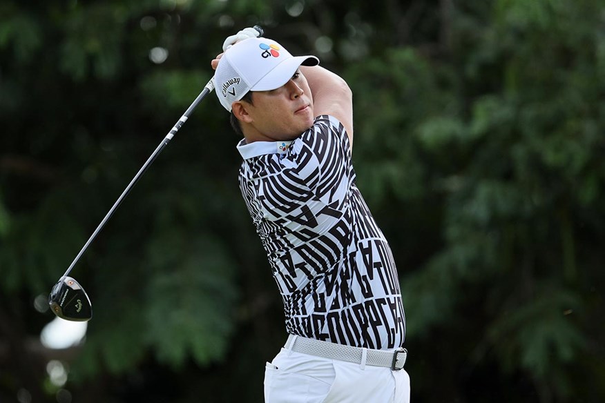 Si Woo Kim tee shot with new Callaway Paradym Driver.