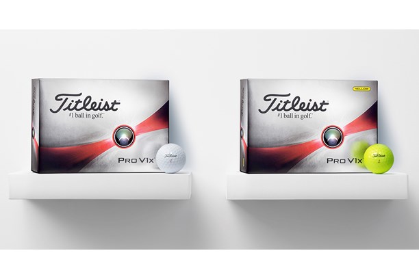 The 2023 Titleist Pro V1x golf ball is available in white and yellow.