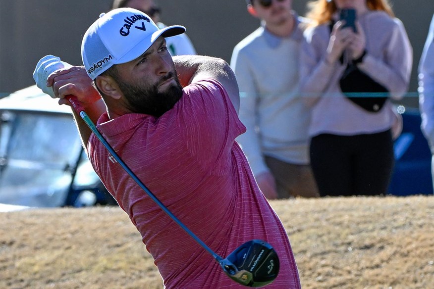 Jon Rahm hitting the Callaway Paradym Triple Diamond.