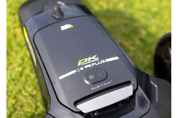 The battery in the PowaKaddy RX1 trolleys is smaller and lighter.