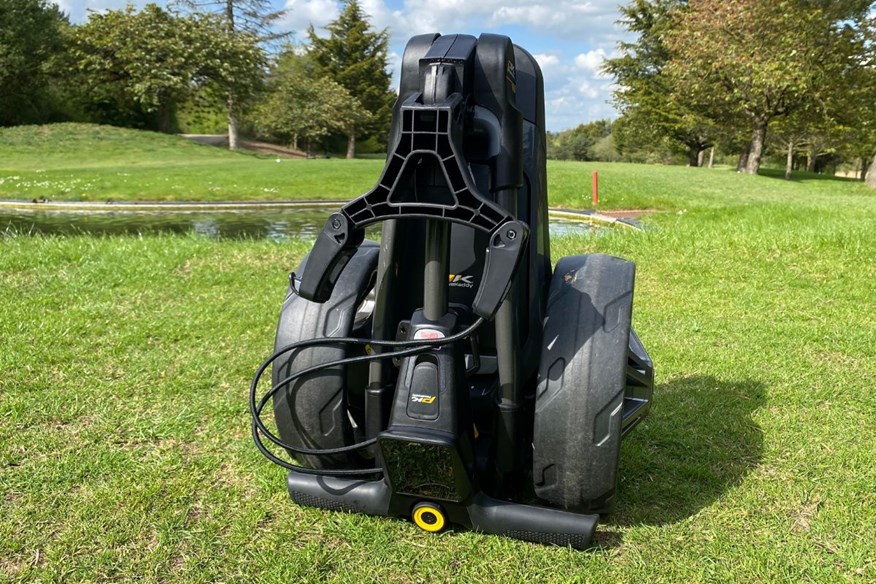 The Powakaddy CT10 GPS Electric Golf Trolley is very compact