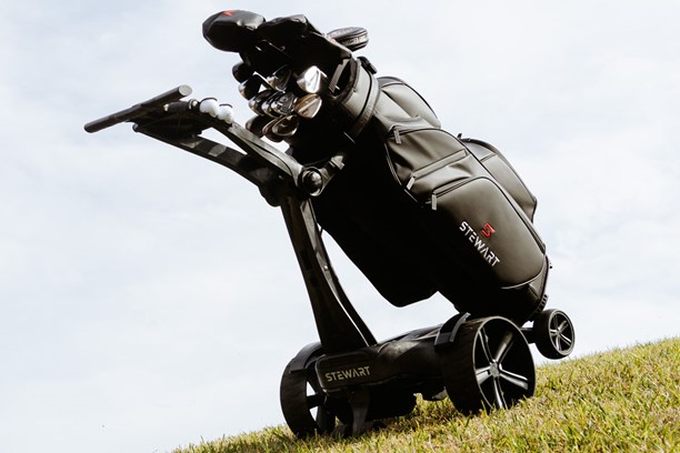 The Stewart Golf APEX trolley handles hills with ease