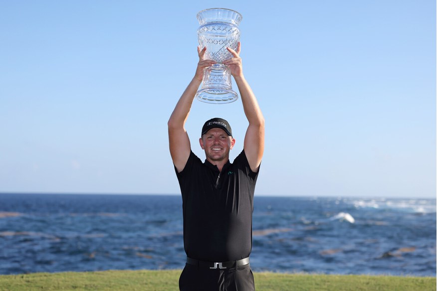 Matt Wallace celebrating his first win in nearly five years in the Dominican Republic.