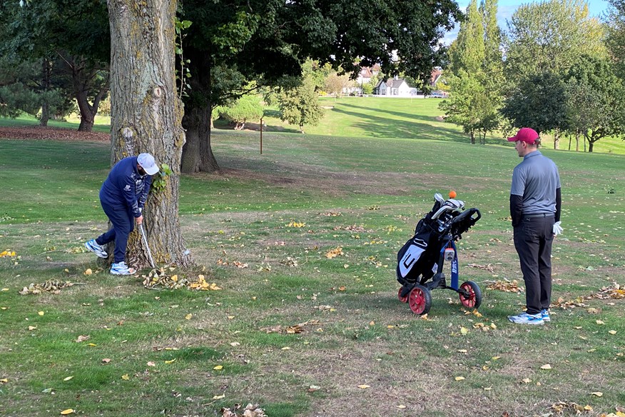 It's rare that a right-handed golfer finds themselves without a shot, despite Andrew 'Beef' Johnston's predicament, here.