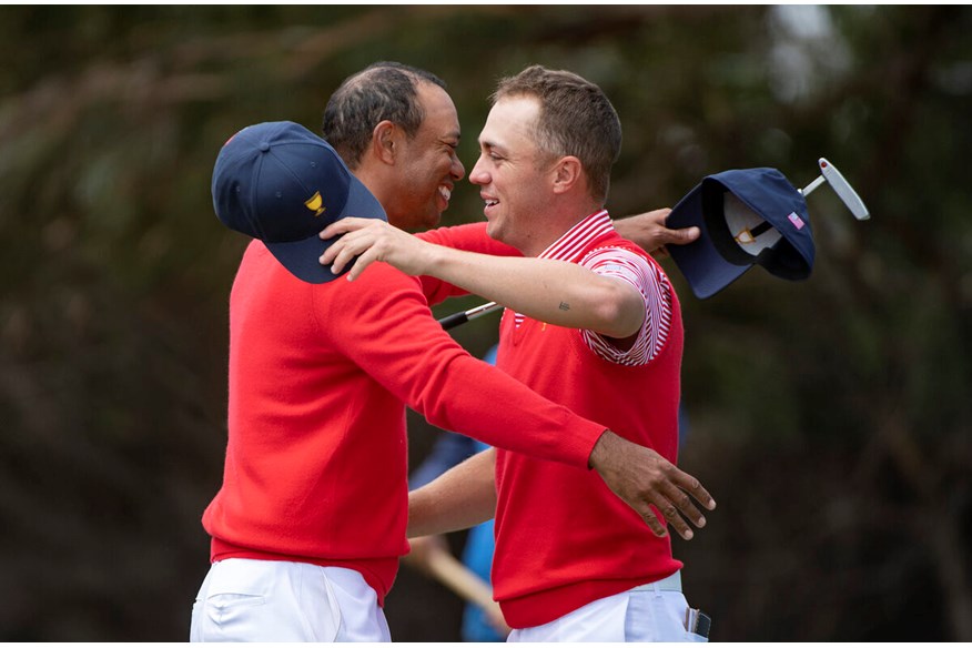 Justin Thomas and Tiger Woods at the Presidents Cup.