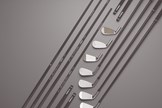 An image showing the different weights and flexes of each Axiom iron shaft