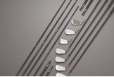 An image showing the different weights and flexes of each Axiom iron shaft