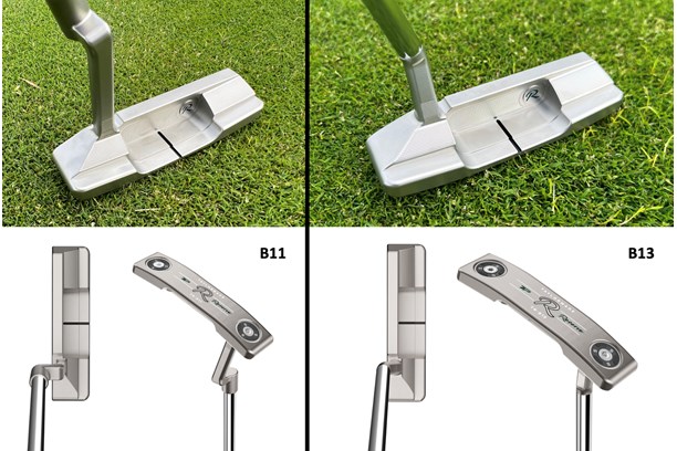 The TaylorMade TP Reserve B11 and B13 putters on course and at address