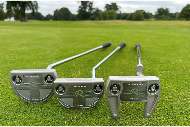 The Taylormade TP Reserve mallet putters on a golf course 