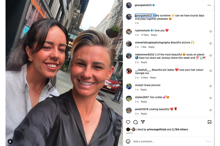 Georgia Hall spoke openly about her relationship with fellow LPGA star Ryan O'Toole at the start of Pride Month.