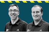 Our golf robot test experts – Dr Jonathan Roberts and Rory England.