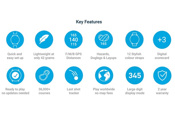 Shot Scope G5 GPS Watch key features.