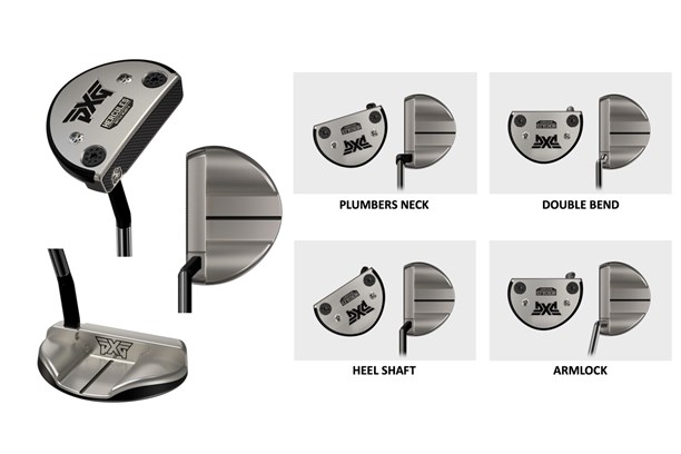 The PXG Battle Ready 2 Hercules putter in the play position and shwoing the varying amount of toe hangs