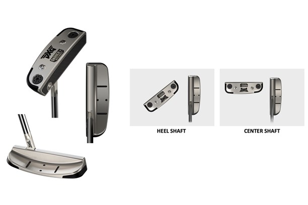 The PXG Battle Ready 2 dagger+ putter in the play position and showing varying toe hangs