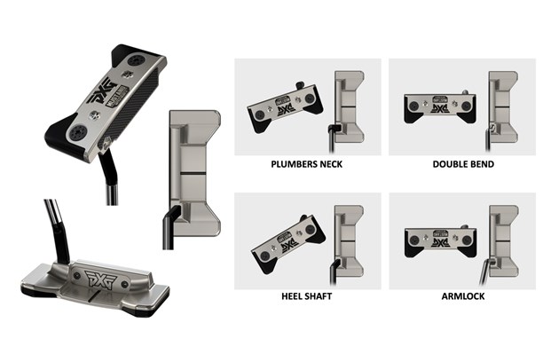 The PXG Battle Ready 2 Mustang putter in the play position and showing varying toe hangs