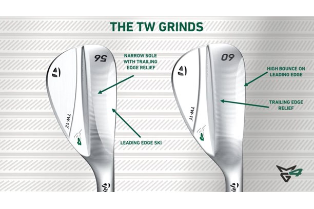 A graphic showing how the Tiger Woods MG4 sole grind is different