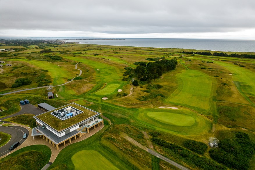 Dundonald Links clubhouse from above.