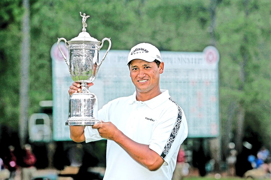 Michael Campbell with the US Open trophy.