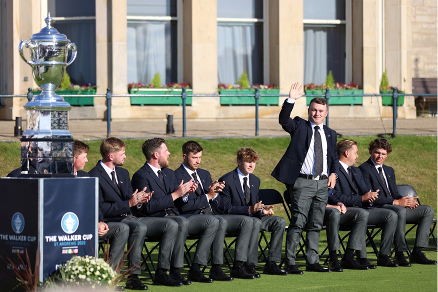 John Gough is introduced at the Walker Cup at St Andrews.