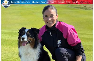 Lara Arias with her aptly-named dog, Ryder.