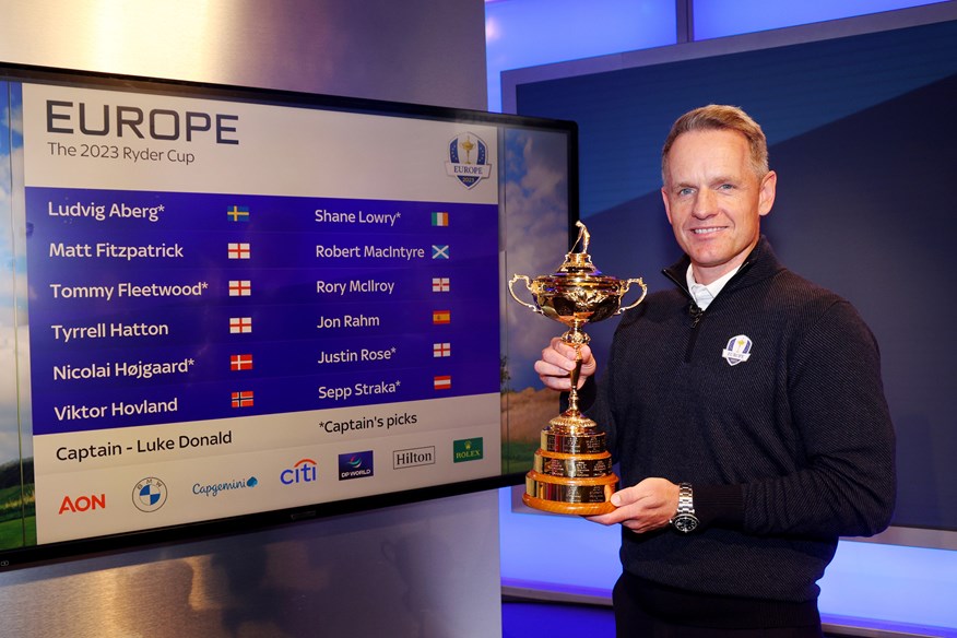 Luke Donald confirms his European Ryder Cup Team for 2023