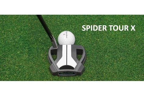 The TaylorMade Spider Tour Series X putter on a green with a golf ball