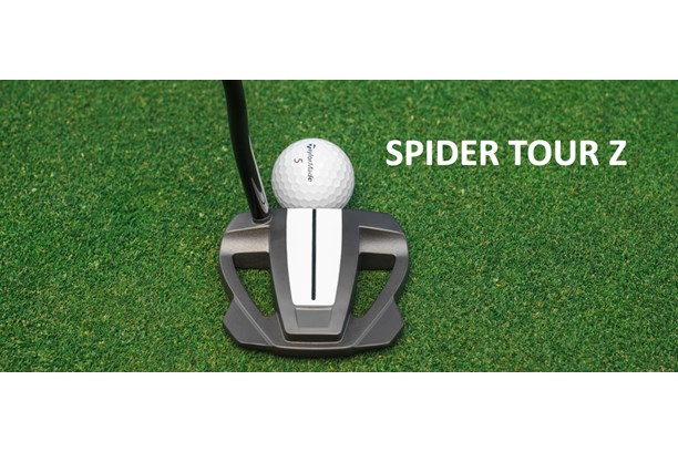 The TaylorMade Spider Tour Series Z putter sat on a green with a golf ball infront