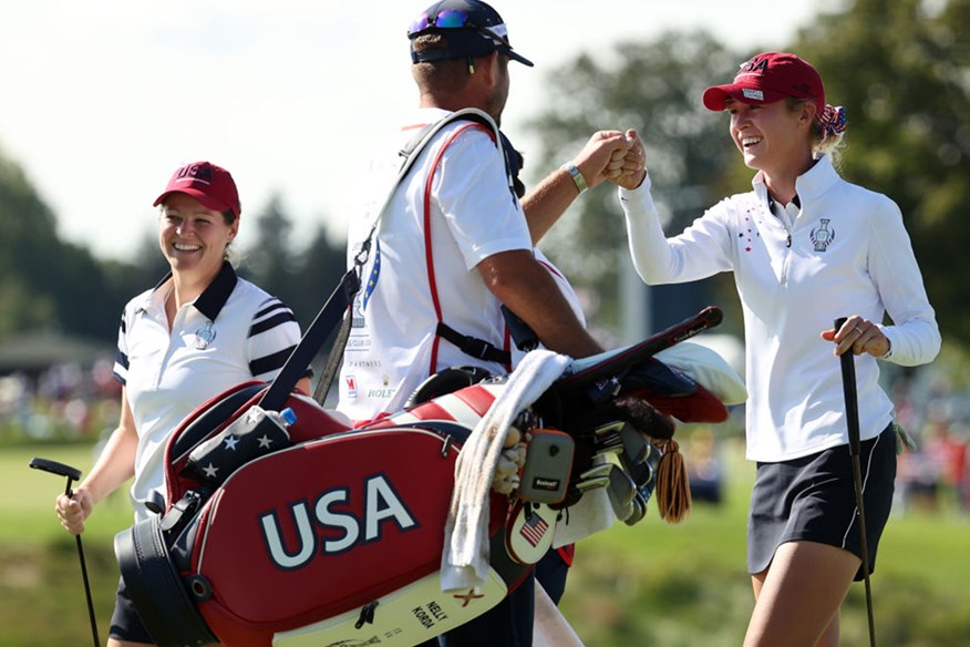 Nelly Korda playing with Ally Ewing