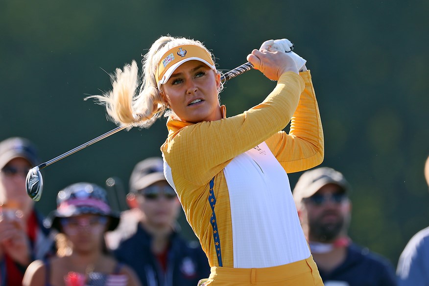 Charley Hull in action for Europe at the 2021 Solheim Cup.