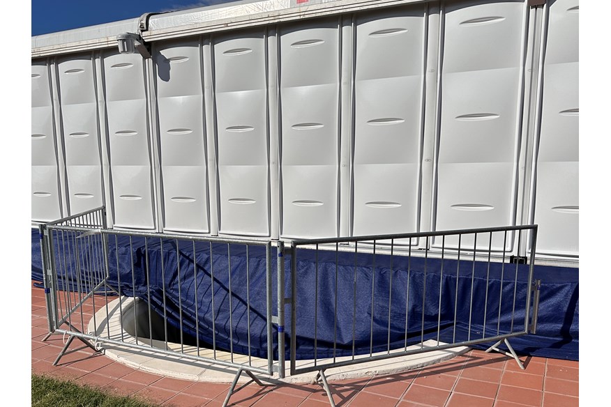 The Ryder Cup interview room is built on top of the swimming pool!