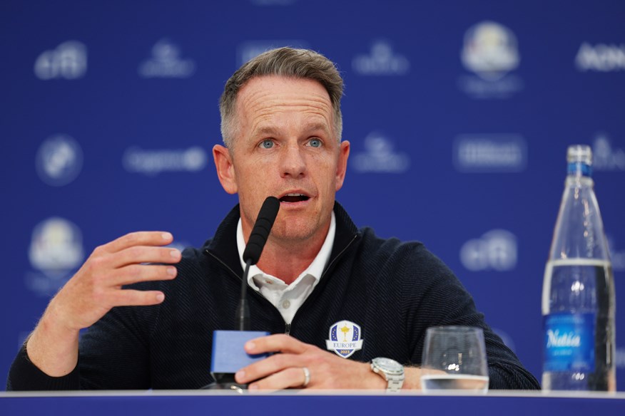 Luke Donald discusses Sergio Garcia during his joint press conference with Zach Johnson at the 2023 Ryder Cup.