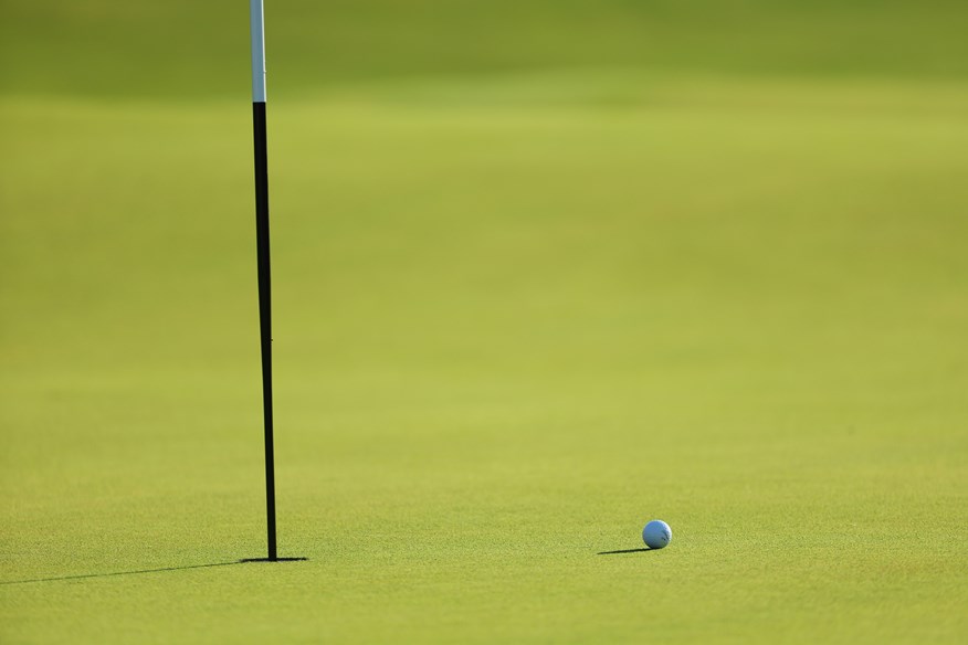 Jon Rahm hit the flag on the par-3 7th.