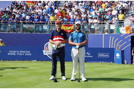 The two best players in the world, Jon Rahm and Scottie Scheffler, led the teams out on Sunday.