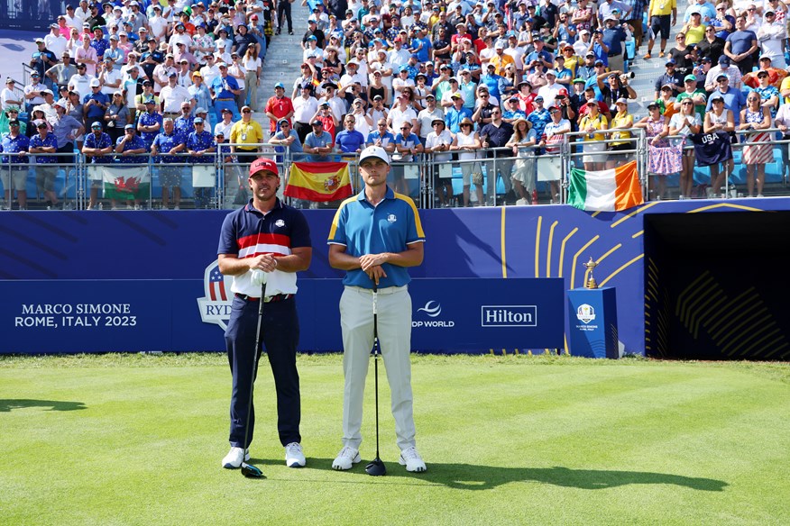 In a battle of the big hitters, Brooks Koepka faced rookie Ludvig Aberg.