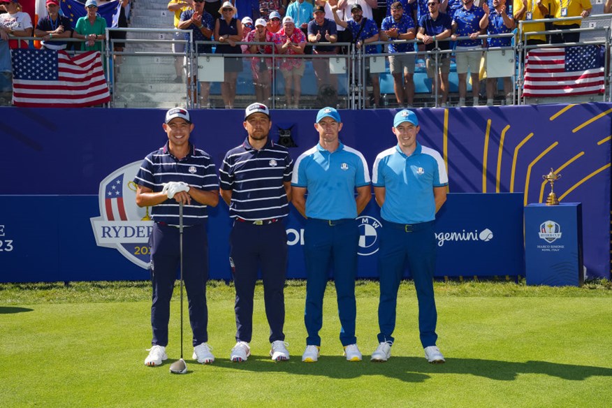 Xander Schauffele and Collin Morikawa played Rory McIlroy and Matt Fitzpatrick in the Ryder Cup Friday afternoon fourballs.