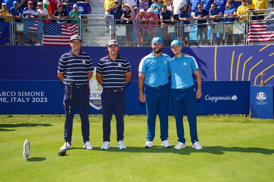 Scottie Scheffler and Brooks Koepka played Jon Rahm and Nicolai Hojgaard in the Ryder Cup Friday afternoon fourballs.