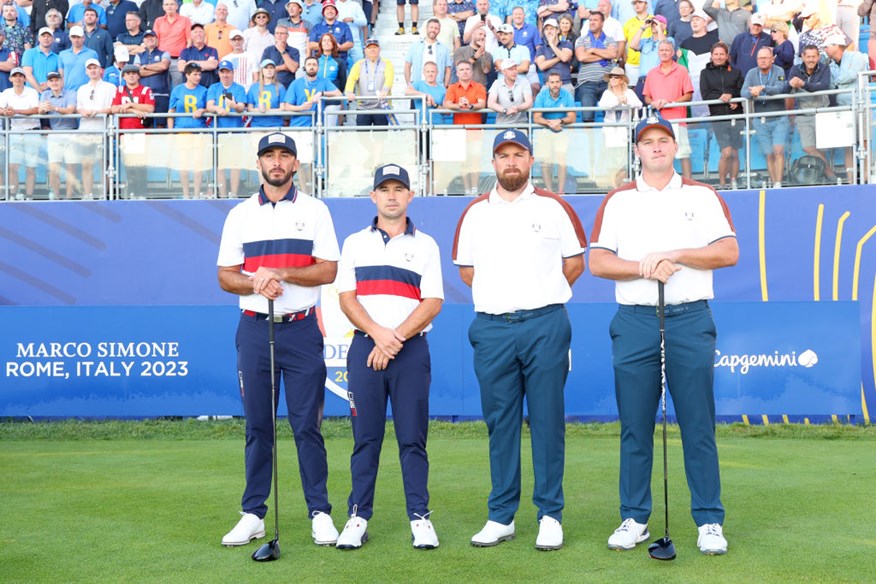 Shane Lowry and Sepp Straka played Max Homa and Brian Harman in the Saturday foursomes at the Ryder Cup.