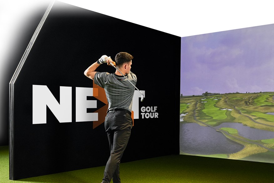 NEXT Golf Tour players compete on Trackman simulators.