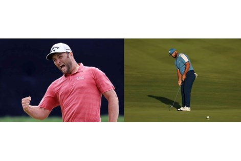Jon Rahm using an Odyssey Ai-One Rossie S putter at the Ryder Cup
