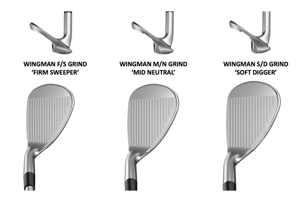 The faces and sole bounce of the three different Wingman grinds