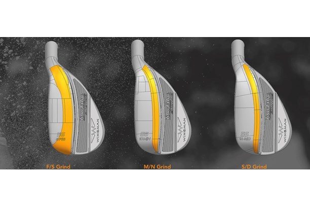 A graphic to so the shaping of the three different Wingman sole grinds