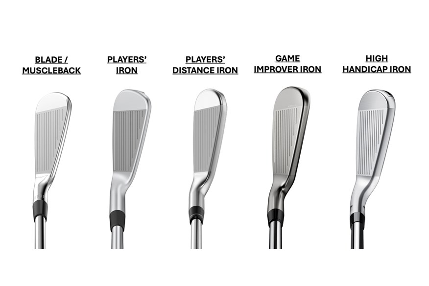 The five different types of irons sat at address