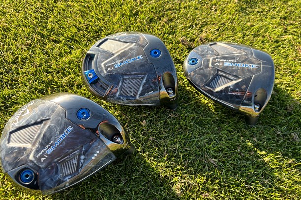 The three Callaway Paradym AI-Smoke driver soles