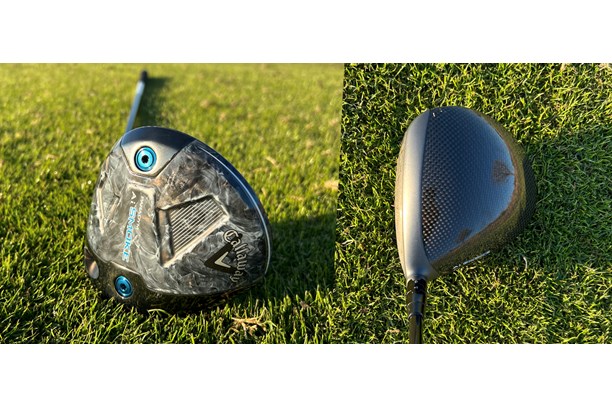 The Callaway Paradym AI-Smoke driver sole and crown at address