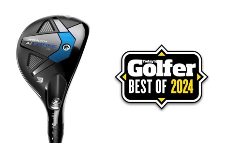 The Callaway Paradym Ai Smoke HL hybrid with a Today's Golfer Best of 2204 badge