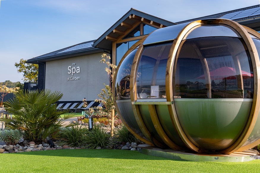 A garden pod at Carden Spa is the perfect relaxation spot.