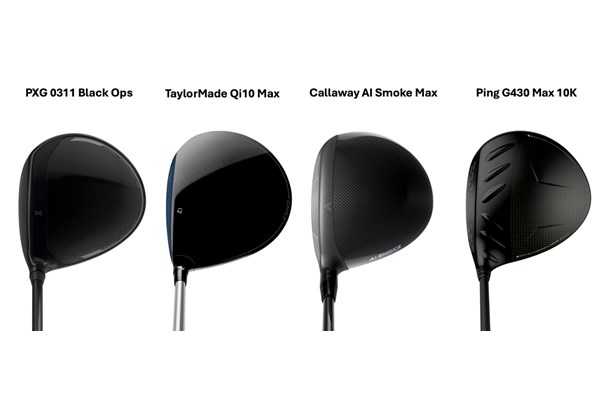 A profile comparison of the PXG 0311 Black Ops, TaylorMade Qi10 Max, Callaway AI Smoke Max and Ping G430 Max 10K drivers at address