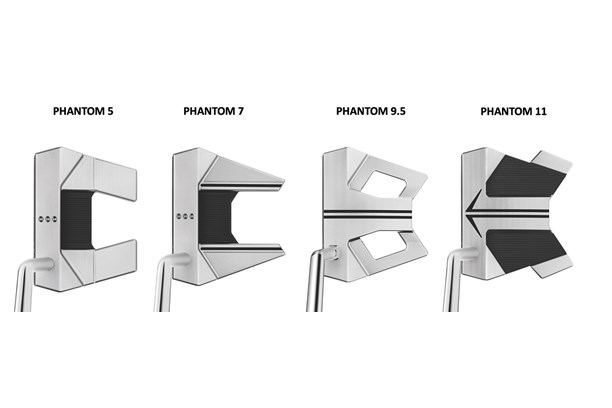 All four Titleist Scotty Cameron Phantom Putter head shapes side by side at address